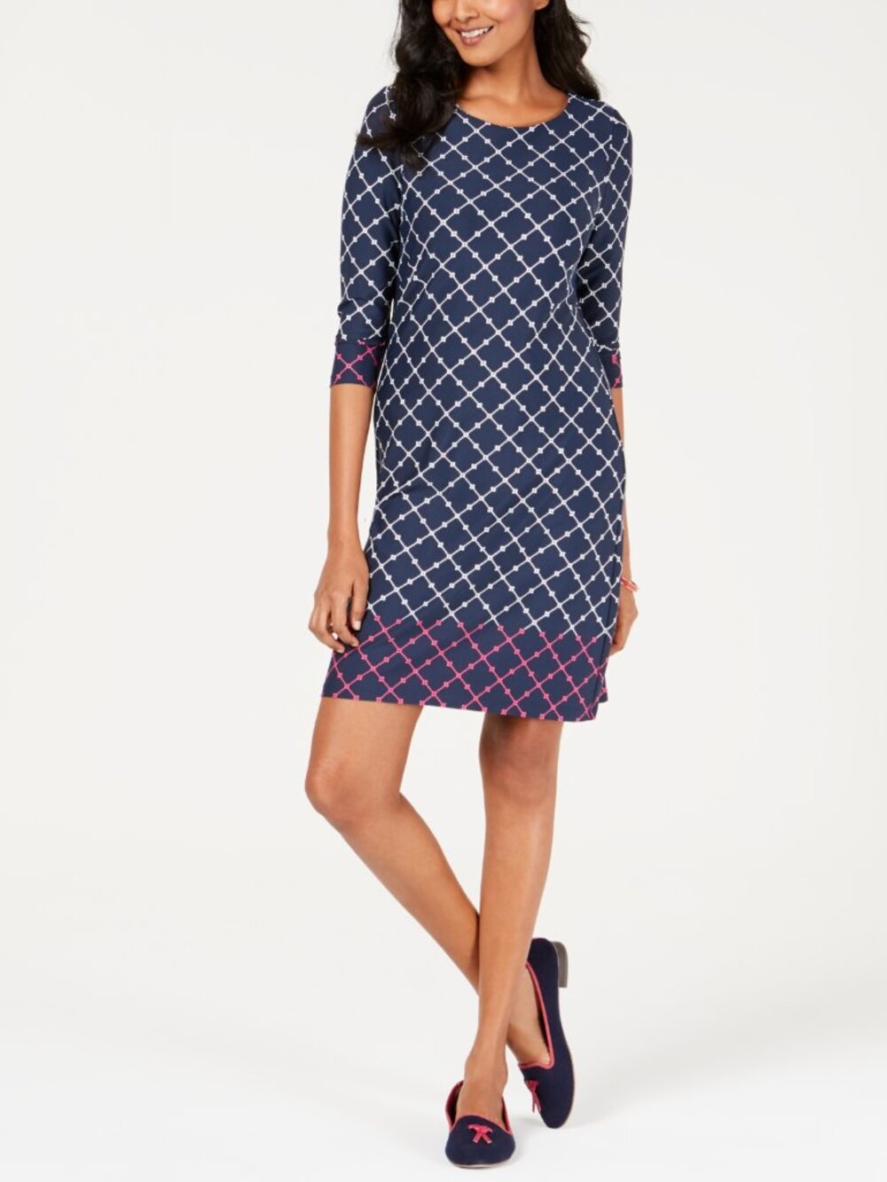 NWT Charter Club Petite Size XL XLP Blue Mixed Geo Print Shift Mini Dress NEW